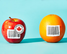 Produce with "Made in Canada" sticker.